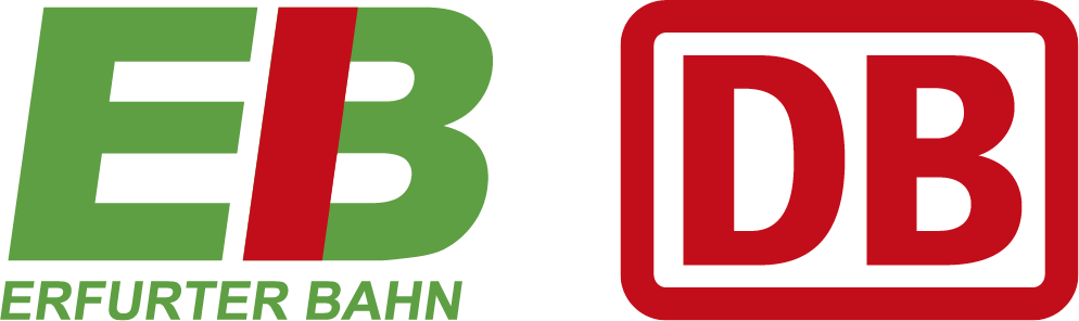 Die Logos der Erfurter Bahn und der Deutschen Bahn