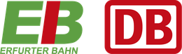 Die Logos der Erfurter Bahn und der Deutschen Bahn