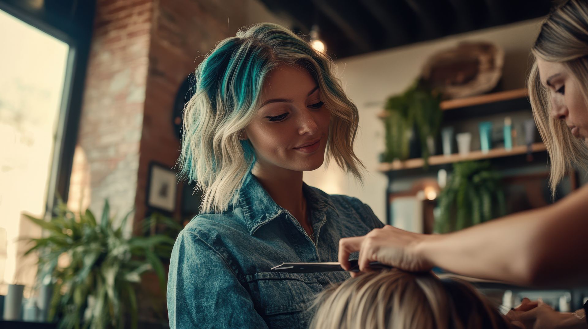 Eine Flasche Shampoo neben einer blonden Haarsträhne auf rosa Hintergrund.