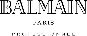 Das Logo von Balmain Paris Professional ist schwarz und weiß.