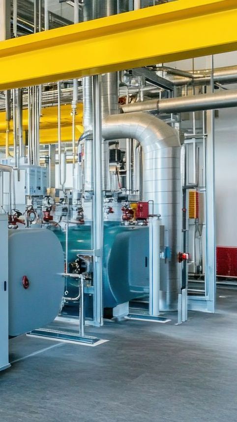 Tuyaux de fumisterie pour chauffage industriel.