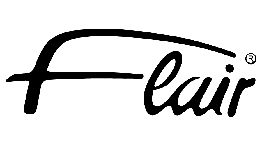 Ein schwarz-weißes Logo für ein Unternehmen namens Flair.