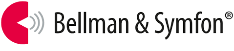 Ein Bellman & Symfon-Logo mit einem roten Pfeil, der nach links zeigt