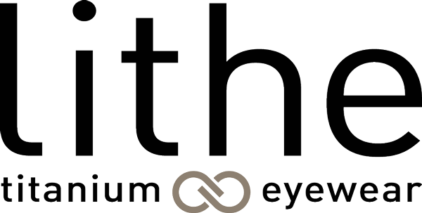 Das Logo für Lithe Titanium Eyewear ist schwarz und weiß.