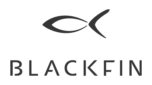 Das Blackfin-Logo zeigt ein stilisiertes Fischsymbol über dem Wort BLACKFIN.