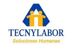 Logotipo de Tecnylabor con figuras humanas azules y naranjas y el texto &laquo;TECNYLABOR Soluciones Humanas&raquo;