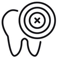 Diente con círculos radiales y una 