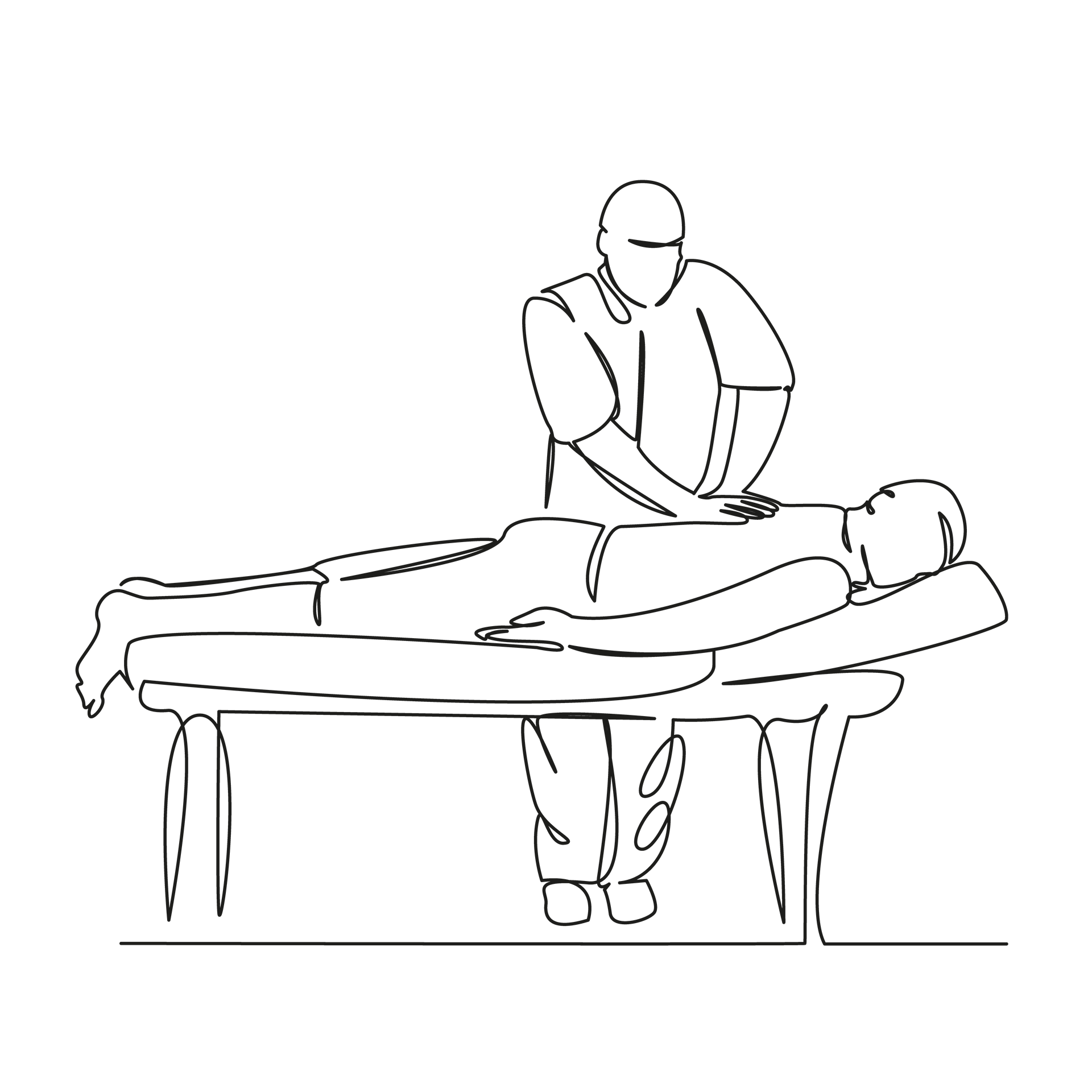 Silhouette d'un ostéopathe avec un patient