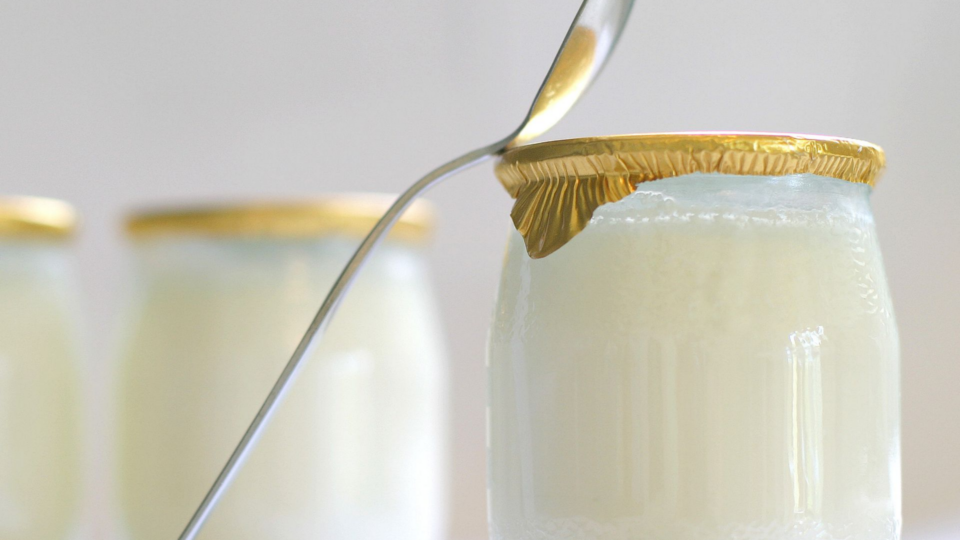 Yaourts dans des pots en verre.