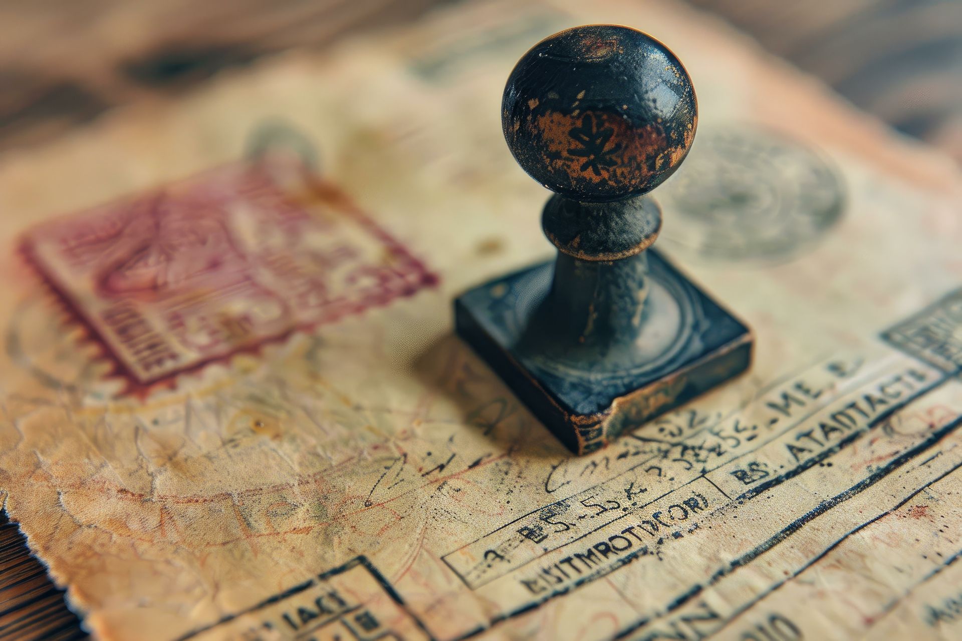 Document sur lequel se trouve des tampons