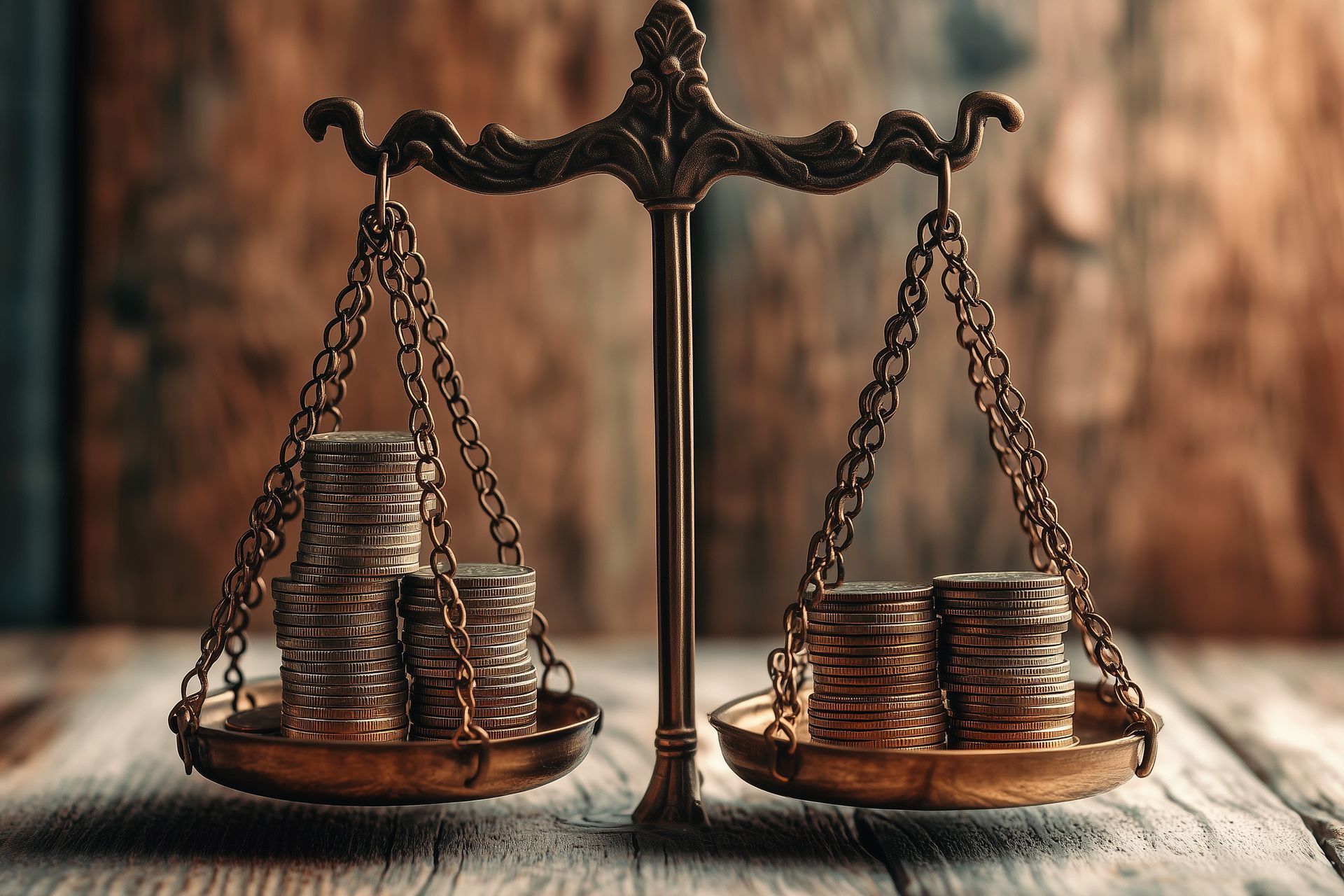 Balance de justice contenant des pièces