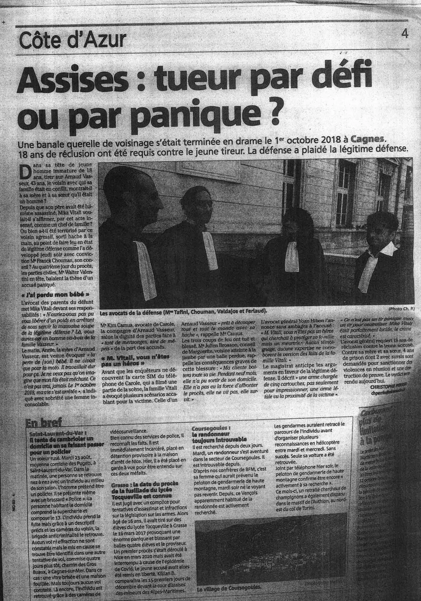Article de journal sur un tueur