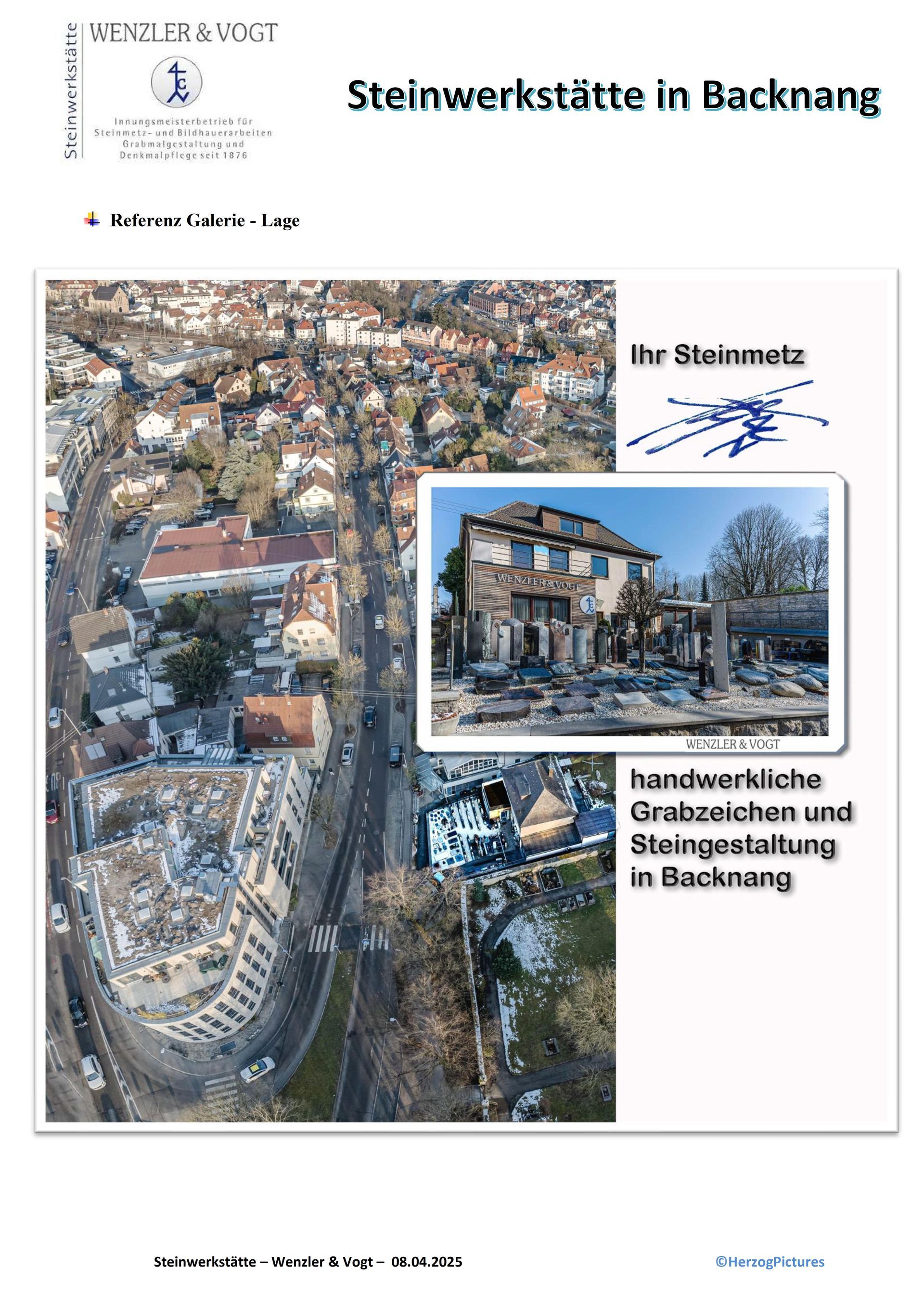 Zwei Grabsteinbeispiele: einer mit dunklem Kreuz, einer mit hellem Kreuz. Beide stehen in Backnang.