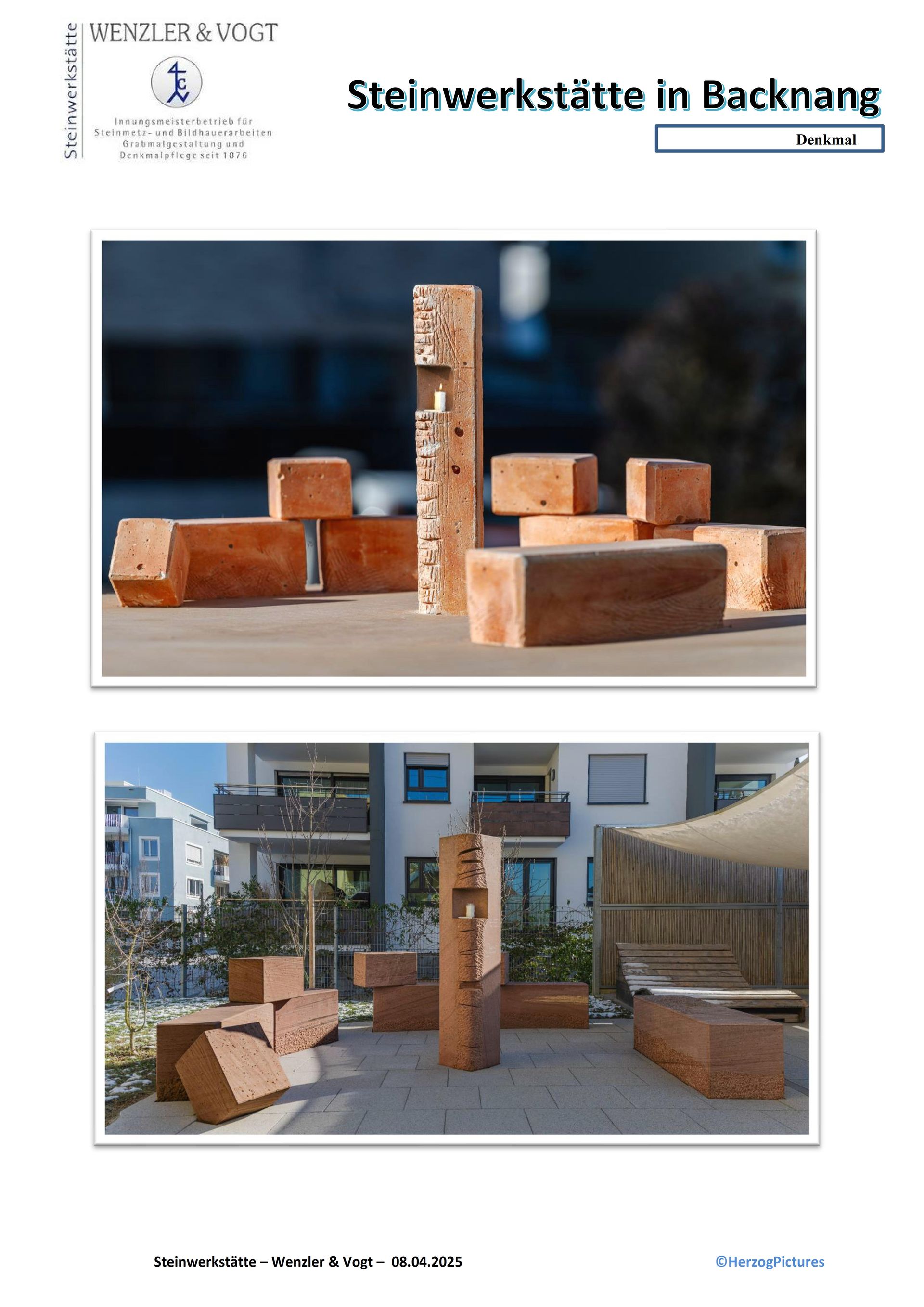 Ein Bild einer Skulptur aus Holz und Ziegeln.