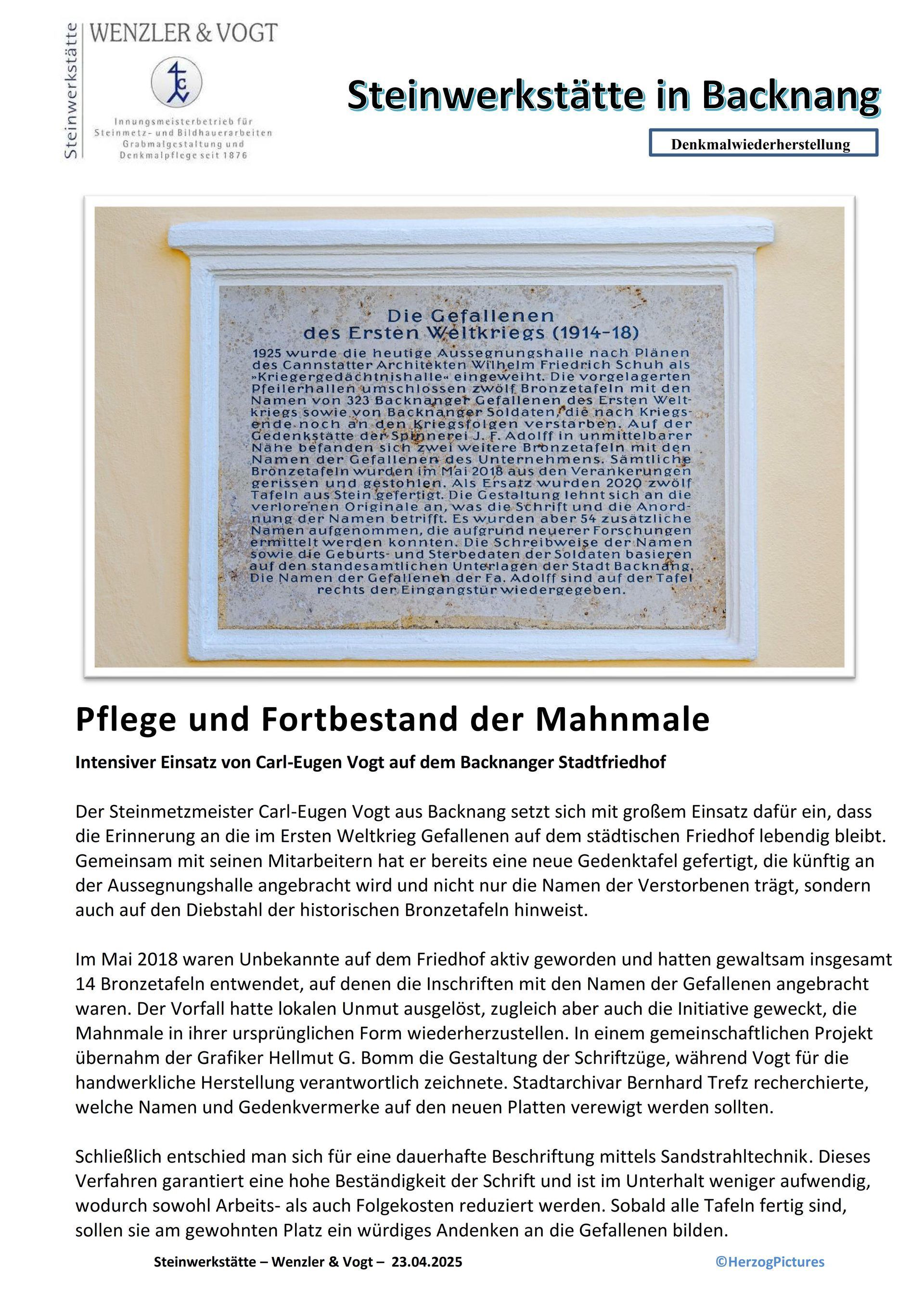 Gedenktafel mit Text
