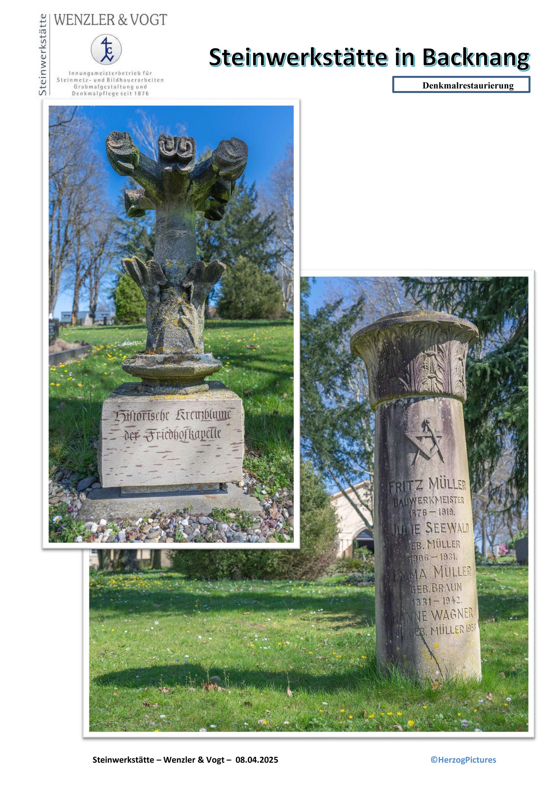 Es gibt zwei Bilder einer Statue in einem Park.