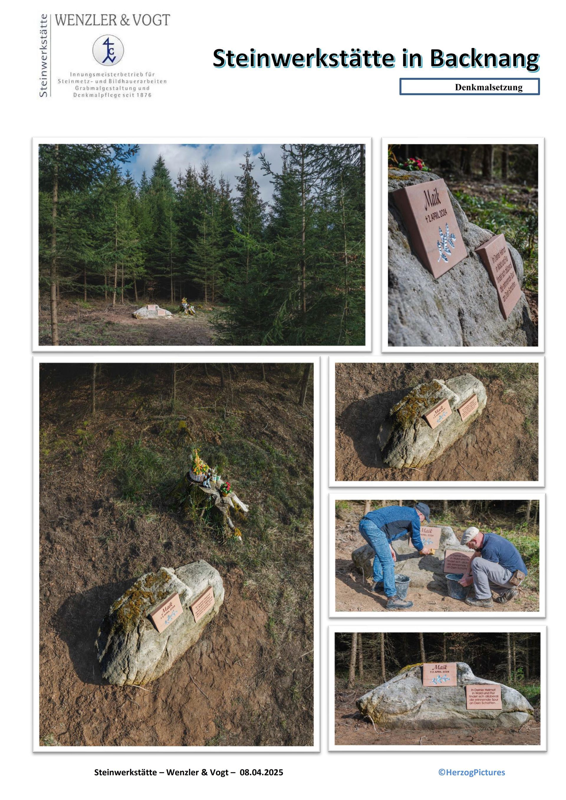 Eine Collage aus Bildern eines Felsens mitten in einem Wald.