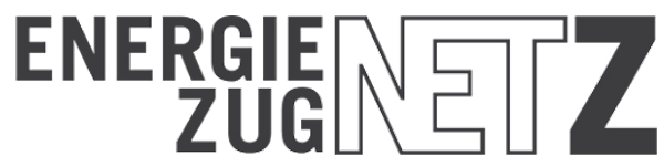 Logo von „ENERGIE ZUG NETZ“ in Schwarzweiß, mit umrandetem „NETZ“-Teil.