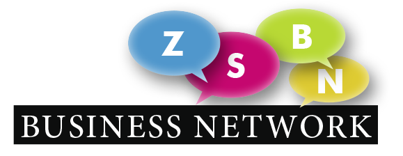 Logo mit Sprechblasen: Z, S, B, N. Text: „BUSINESS NETWORK.“
