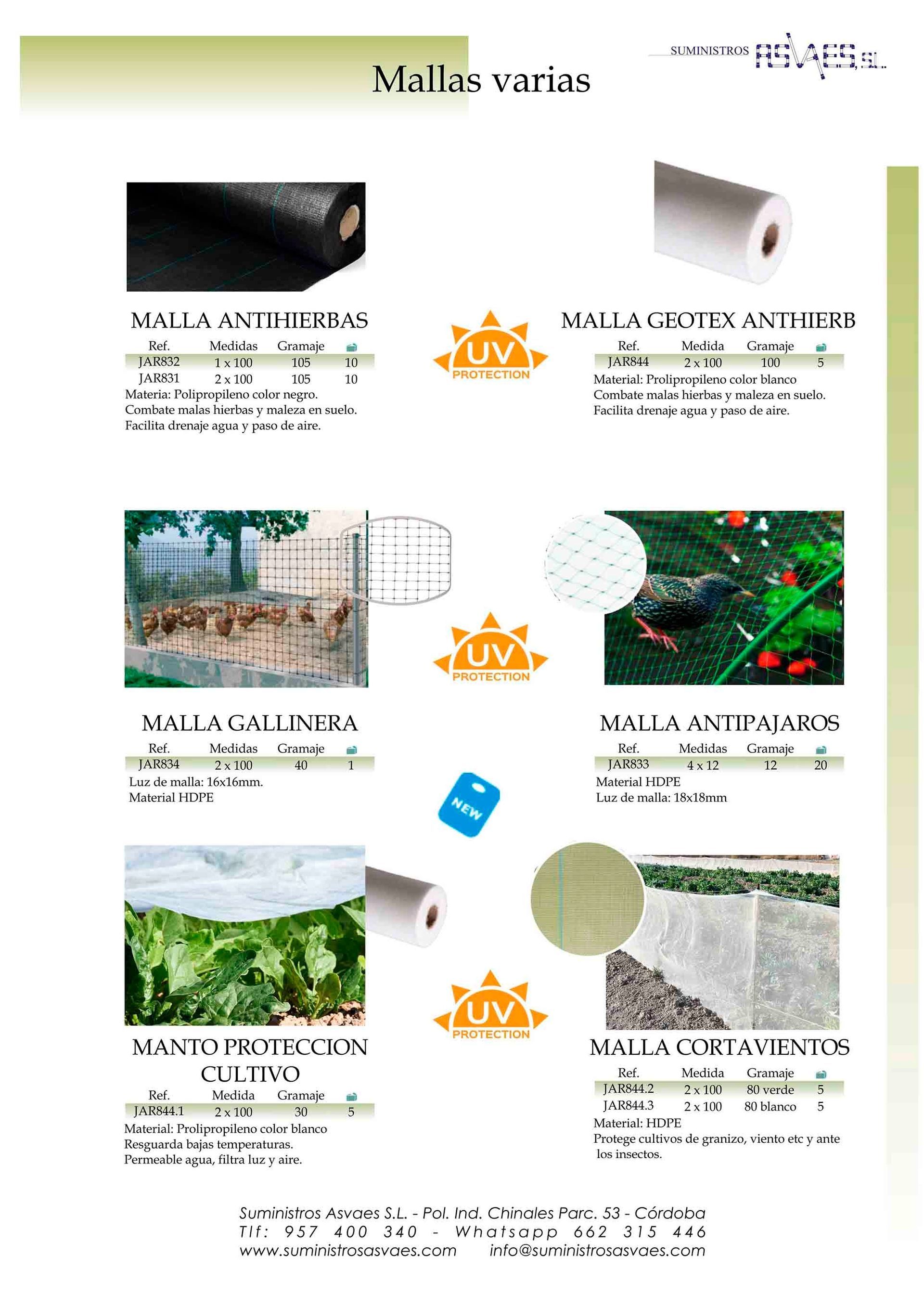 Una página de un catálogo con fotografías de varios tipos de telas.