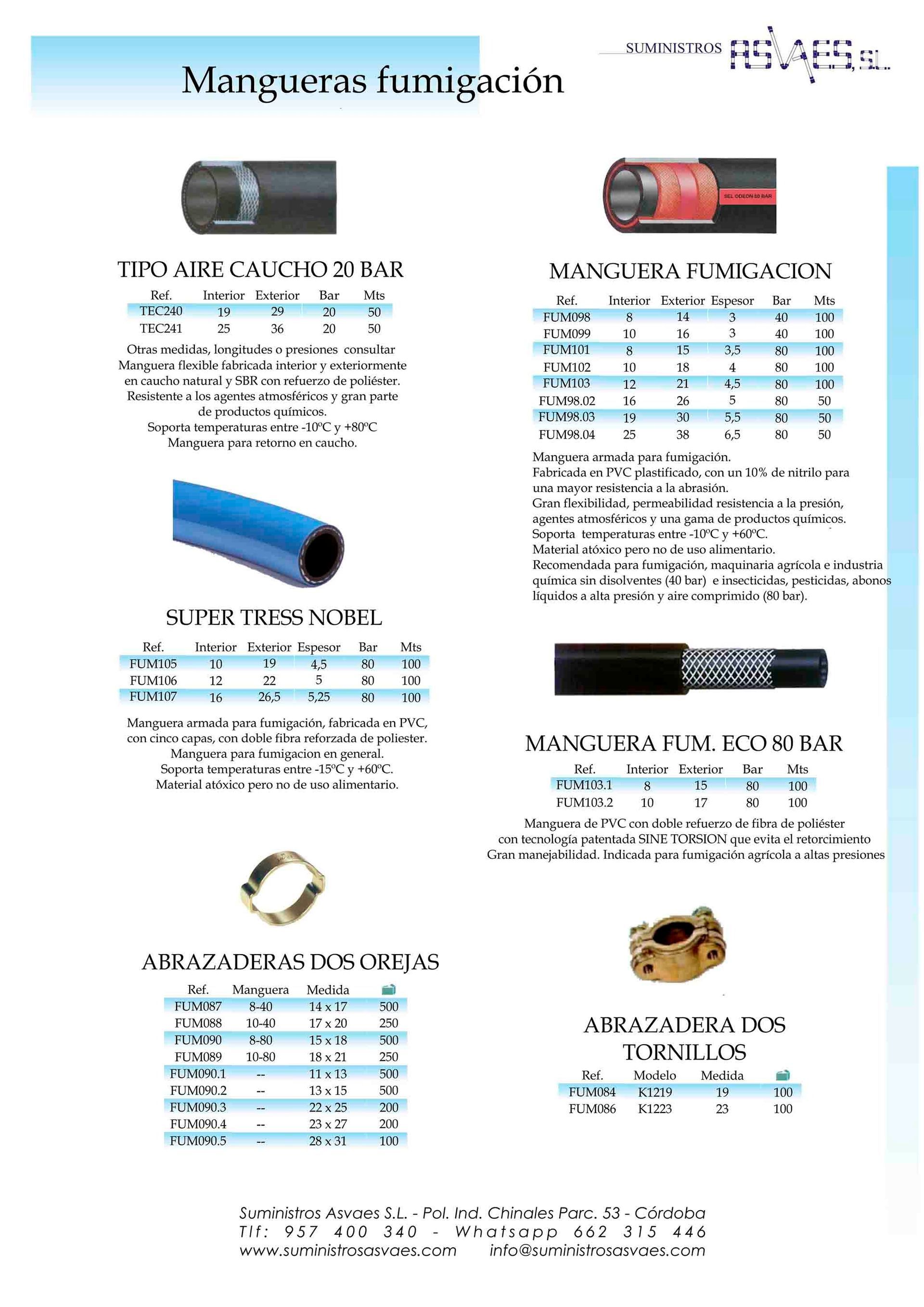 Hay muchos tipos diferentes de mangueras en esta página.