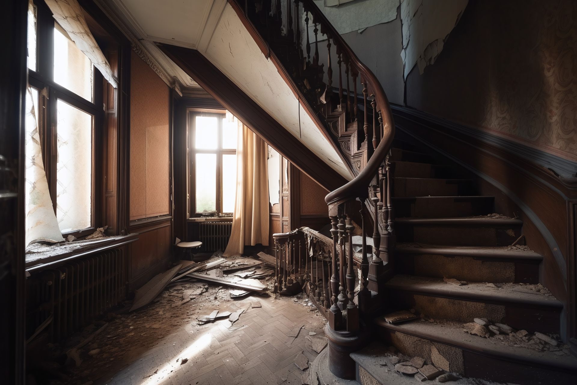 Intérieur d'une maison insalubre