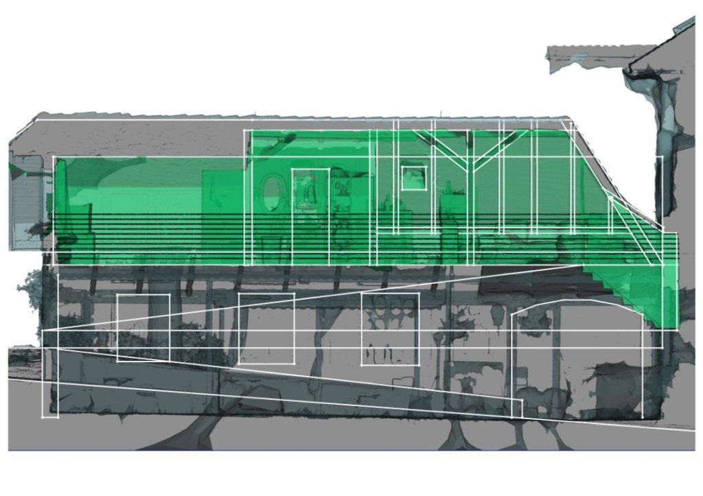 Längsschnitt Stadel als Mesh eingefärbt