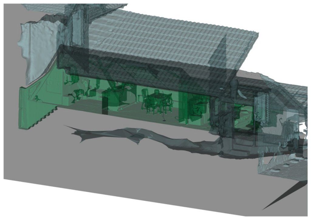 Perpektivischer Längsschnitt - Stadel - eingefärbt