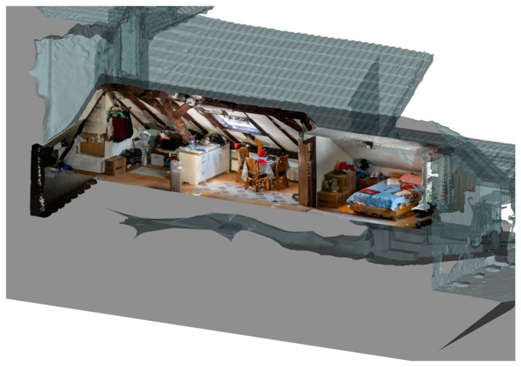 perspektiver Längsschnitt Stadel -coloriert