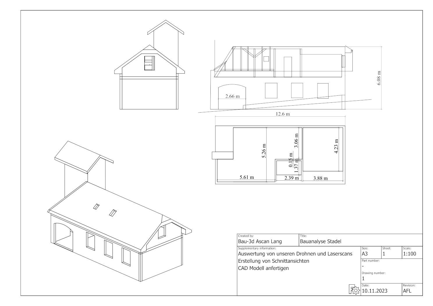 Grundriss und Ansichtsplan 2D/3D - Stadel