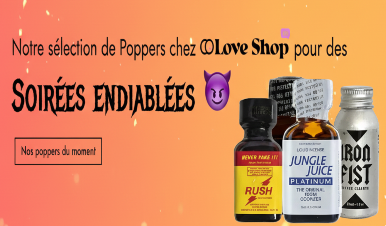 Bandeau pour la sélection de poppers pour les soirées endiablées.