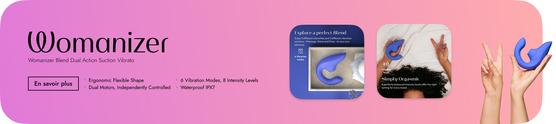 Bandeau pour la sélection des produits Womanizer.