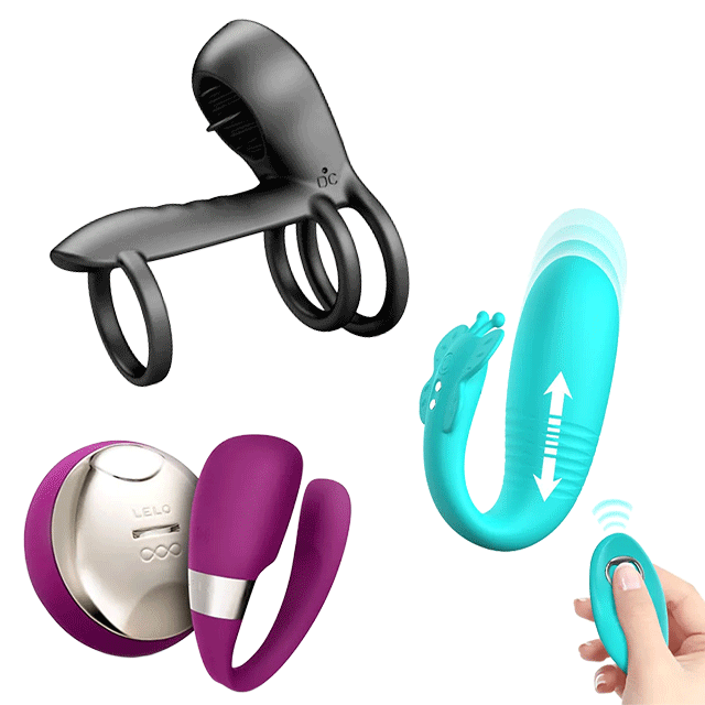 Trois modèles de sextoys mixtes.