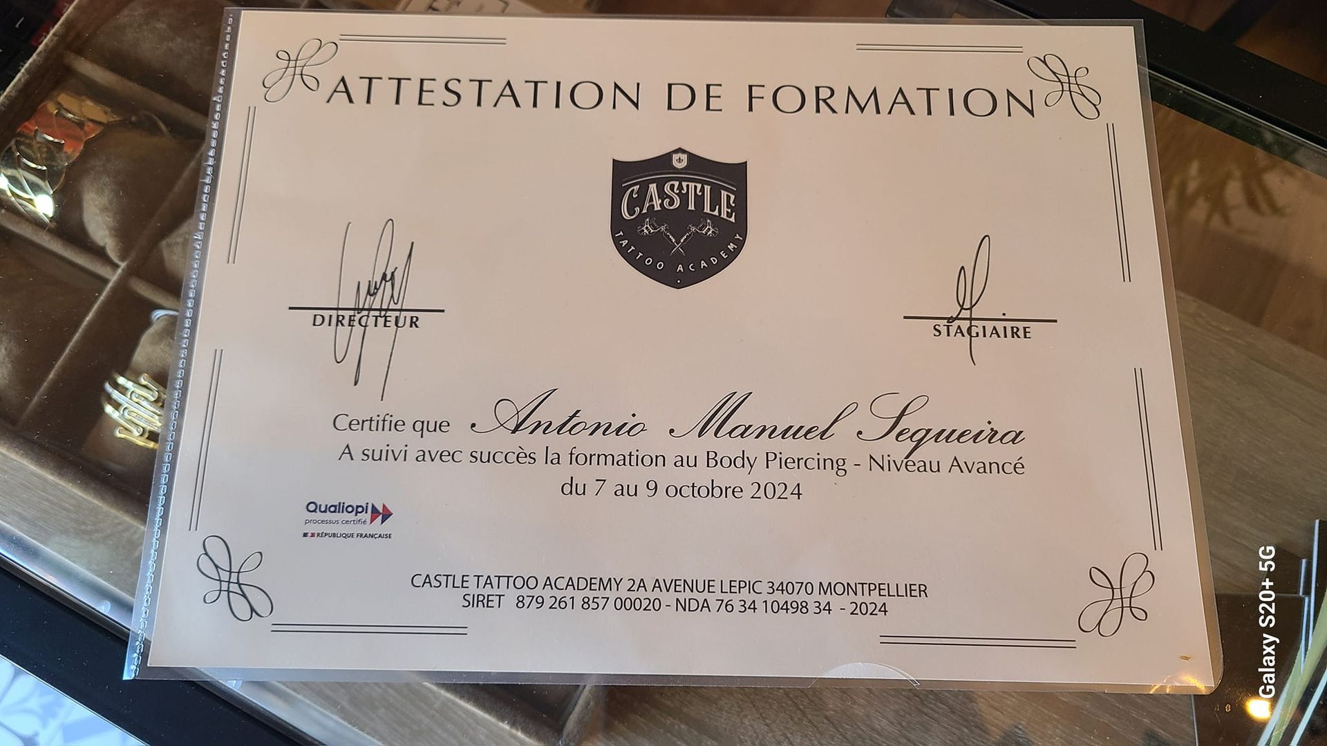 Attestation de formation en body piercing