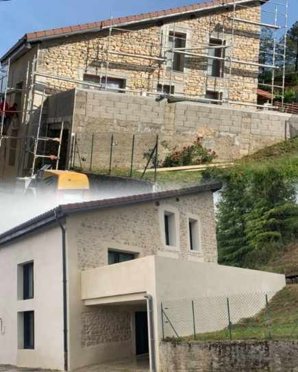 Montage façade en pierre nettoyage et travaux