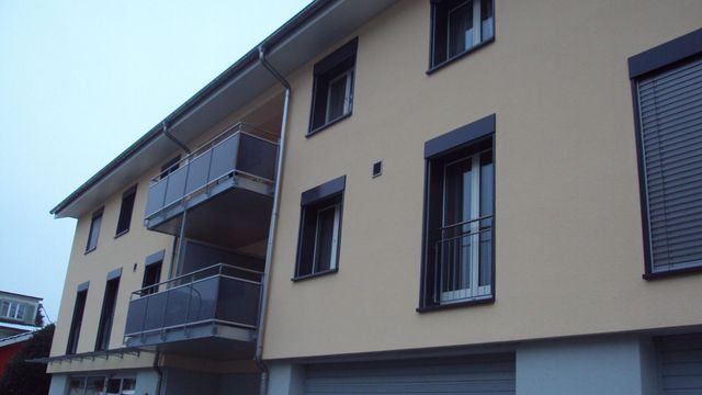 Regli Maler GmbH – beiger Anstrich mit Balkonen in Anthrazit