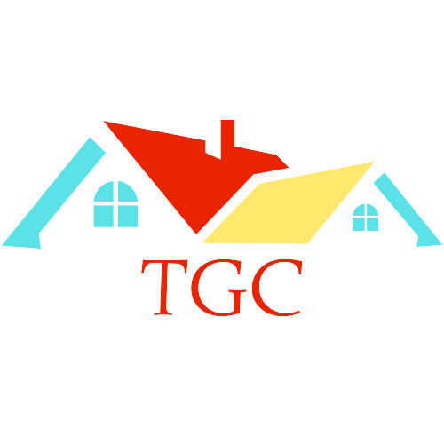 Logo Toits de maisons avec écriture TGC