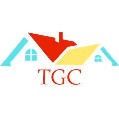 Icône toits de maisons et cheminée avec écriture TGC