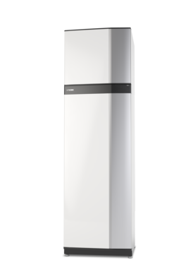 Valkoinen ja harmaa jääkaappi mustilla yksityiskohdilla.