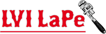 Punainen teksti "LVI LaPe" ja jakoavain.