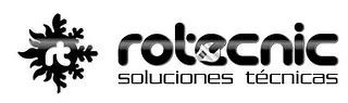 Un logotipo en blanco y negro para rotocnic solutions tecnicas.