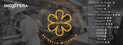 Un logotipo de Estrella Michelin está sobre un fondo blanco y negro.