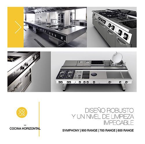 Un folleto para una cocina con electrodomésticos de acero inoxidable.