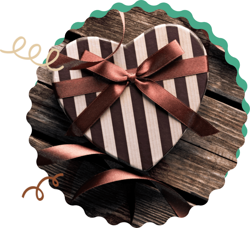 hartvormige cadeaudoos met bruin lint