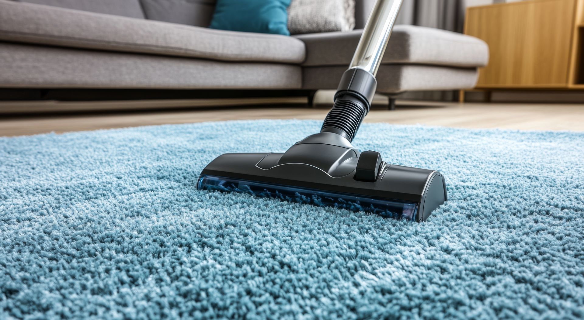 Un aspirateur qui passe sur un tapis