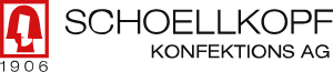 Logo der Schoellkopf Konfektions AG mit rotem Emblem und schwarzem Text.