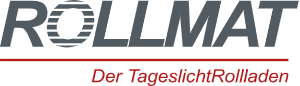 ROLLMAT-Logo mit dem Text „Der TageslichtRolladen“ darunter, alles auf weissem Hintergrund.
