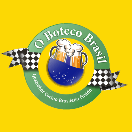 Un fondo amarillo con un círculo verde que dice o boteco brasil