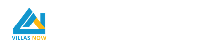 Villas Now logo with blue stylized roof icon and yellow text