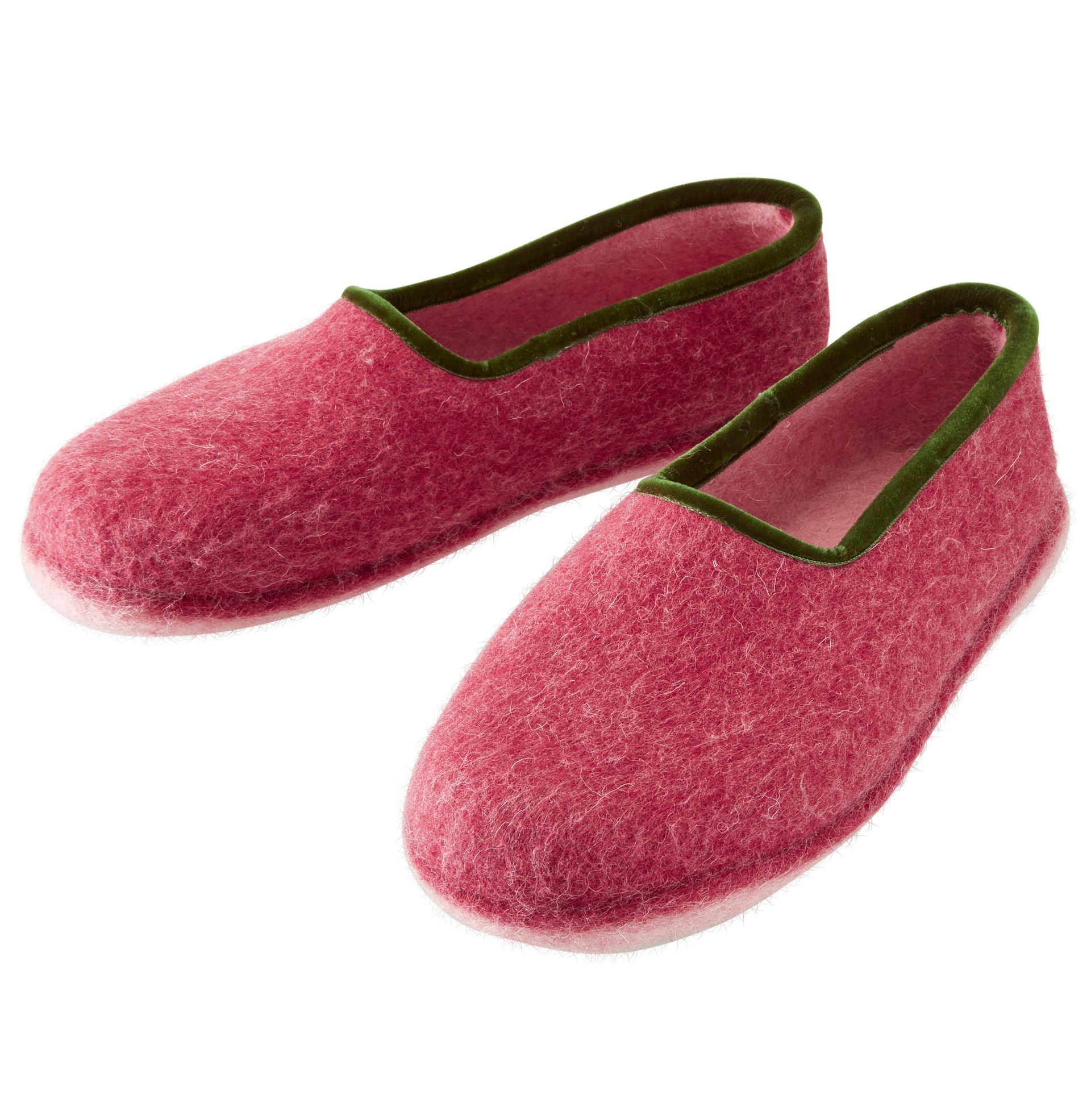 Offene Filzpantoffeln blau-grau von Gea – leichte Hausschuhe aus atmungsaktivem Wollfilz